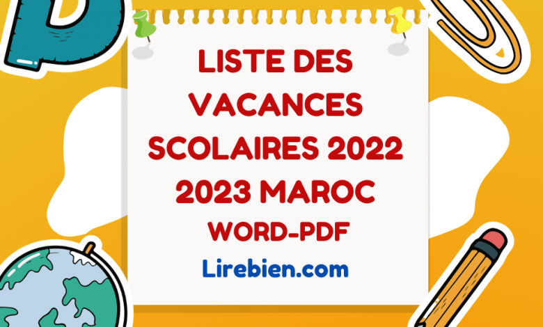 Liste des vacances scolaires 2022 2023 maroc WORD-PDF