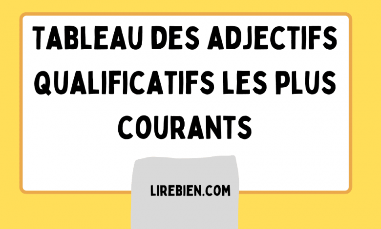 Tableau des adjectifs qualificatifs les plus courants en français- masculin et féminin