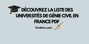Liste des Universités de génie civil en France PDF