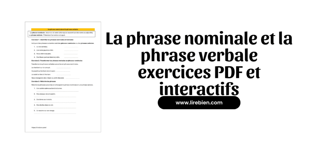 La phrase nominale et la phrase verbale exercices PDF