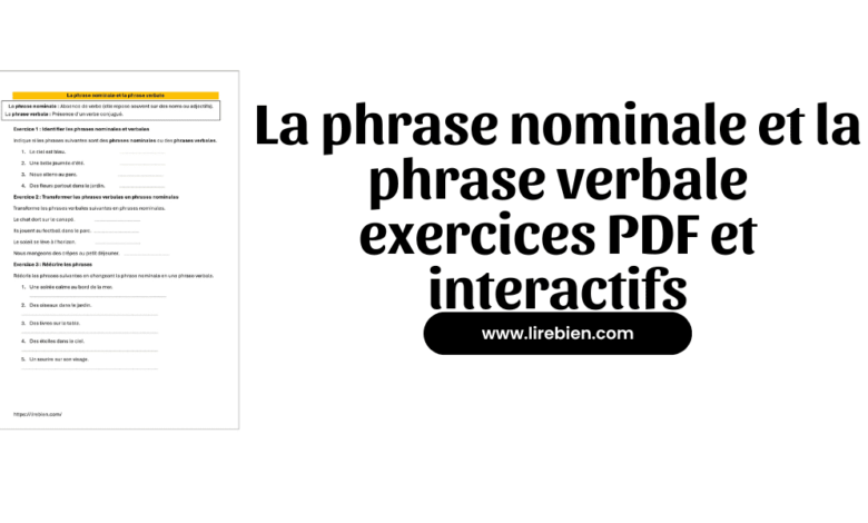 La phrase nominale et la phrase verbale exercices PDF