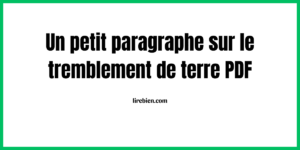 Un petit paragraphe sur le tremblement de terre